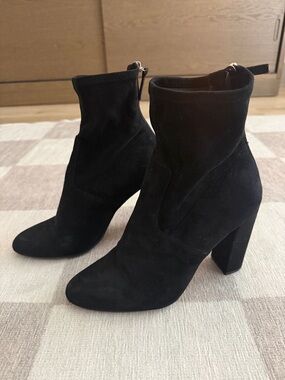 Steve Madden ‘Brisk’ Black Suede High-Heel Ankle Booties
